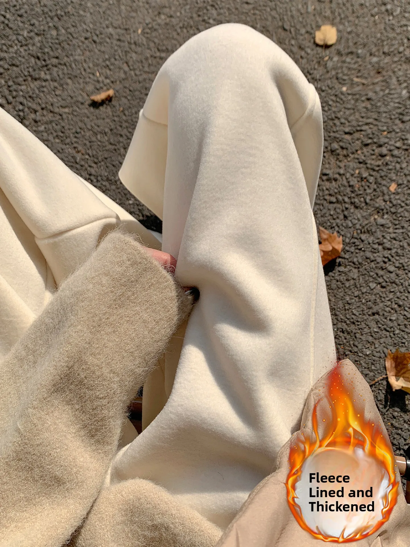 Pantaloni a gamba larga drappeggiati Camere in acetato bianco Donna Inverno Nuovi pantaloni con noodle di riso casual a vita alta Thiened Fce