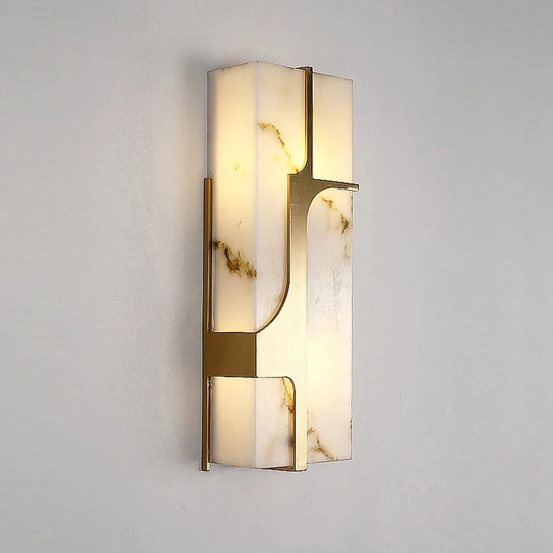 38CM European Luxury Rectangle Background Decorative Sconce Light Creative Resin Anti Stone Living Room Bedhead LED Wall Lamp