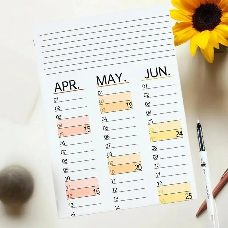 Calendrier mural vierge 2026, feuille de calendrier unique, mémo annuel suspendu au mur, planificateur quotidien, décor de pièce Simple