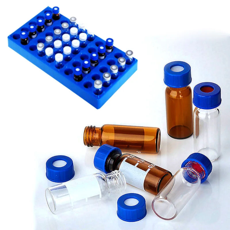 Lab 1.5/2ml przezroczysty/brązowy szklany Headspace butelka próbka płynna fiolka do zastrzyków chromatografia fiolka podkładka silikonowa butelka z zakrętką uchwyt