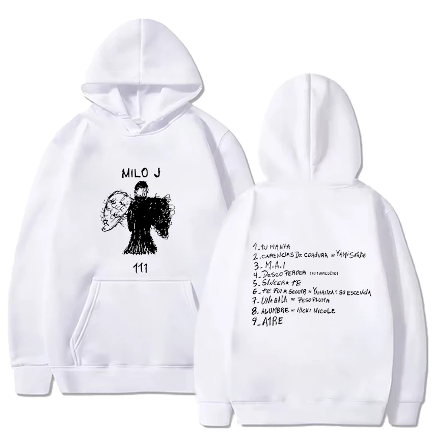 Milo J Hoodies 111 Album Merch Hooded Sweatshirts Men Women Fashion Hip Hop Vintage Long Sleeve Pullovers Fans Gift Streetwear