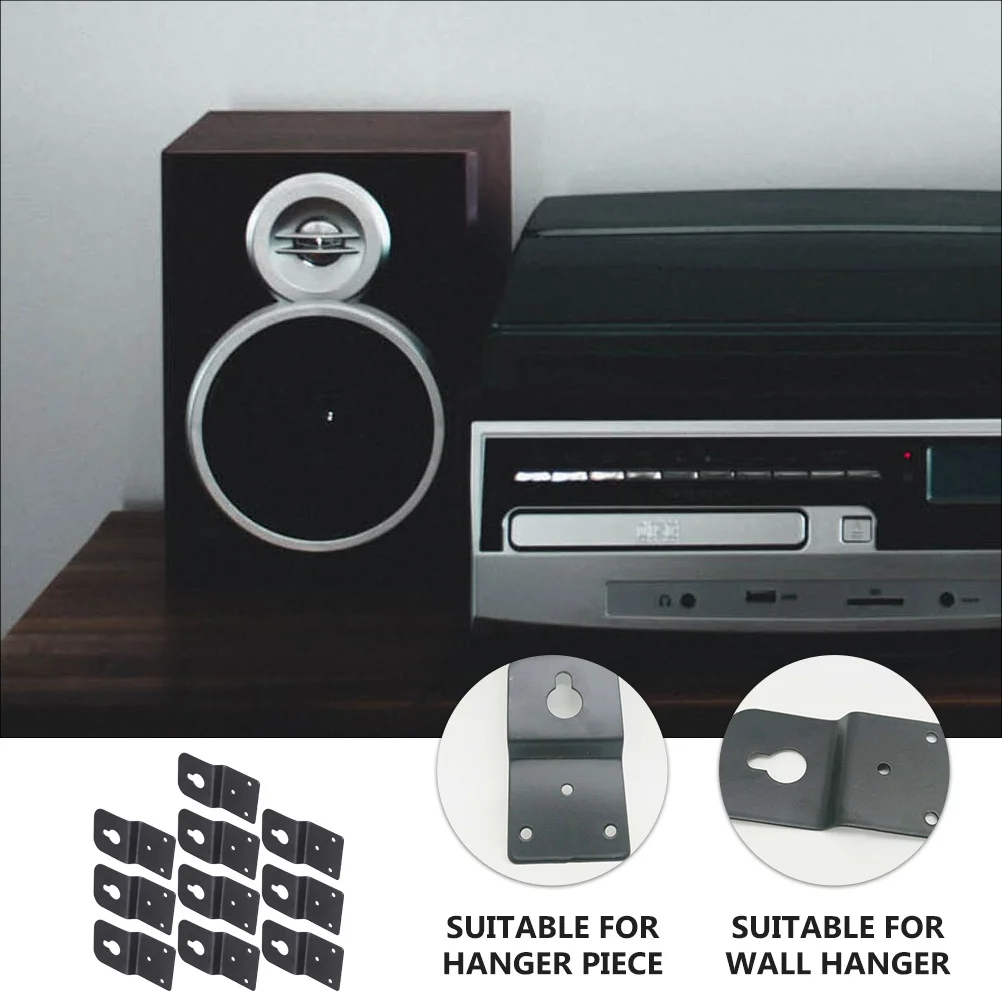 

10pcs Speaker Hanger Plate Thickened Iron Wall Mount For Surround Sound Box Audio Hook Heavy Duty Hanging Bracket Display