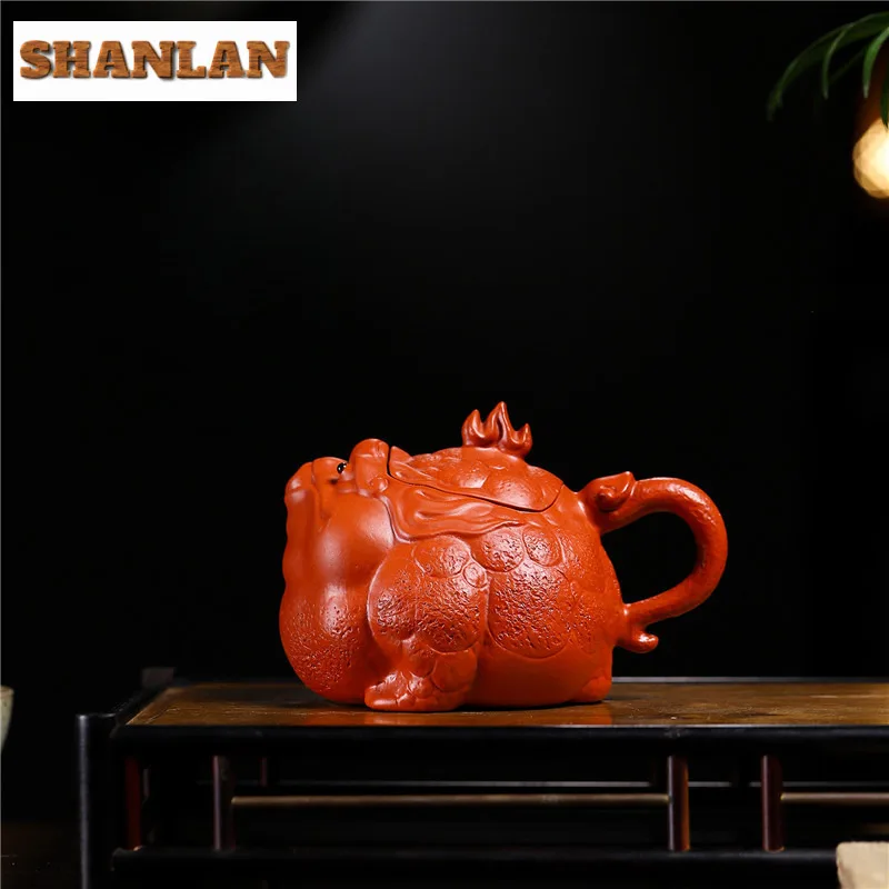 270ml Handmade Yixing Purple Clay Teapots Handmade Golden Toad Pot Raw Ore Zhu Mud Kettle Chinese Zisha Tea Set Drinkware Craft