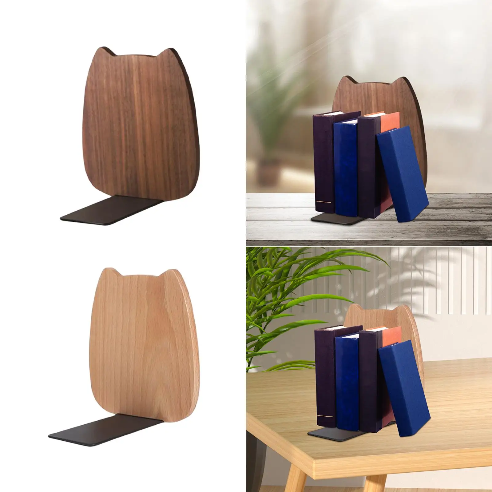 Wooden Bookends Wood Book Ends Wood Bookends for Shelves for Desktop Shelf