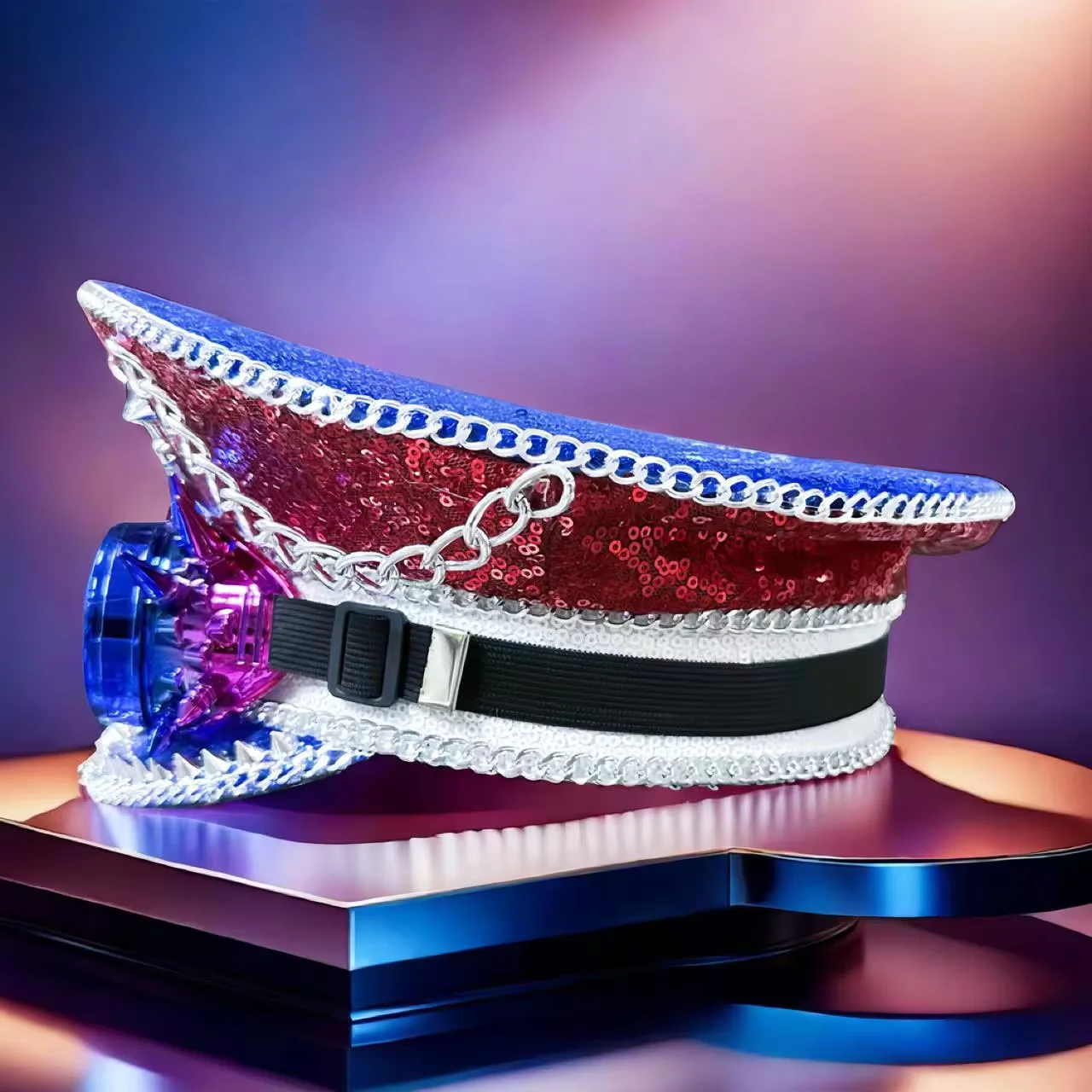 スチームパンク キャプテンハット ラインストーン付きゴーグル付き バーニングマンフェスティバル用 女性用、ミリタリーアクセサリー＆男性用キャップ