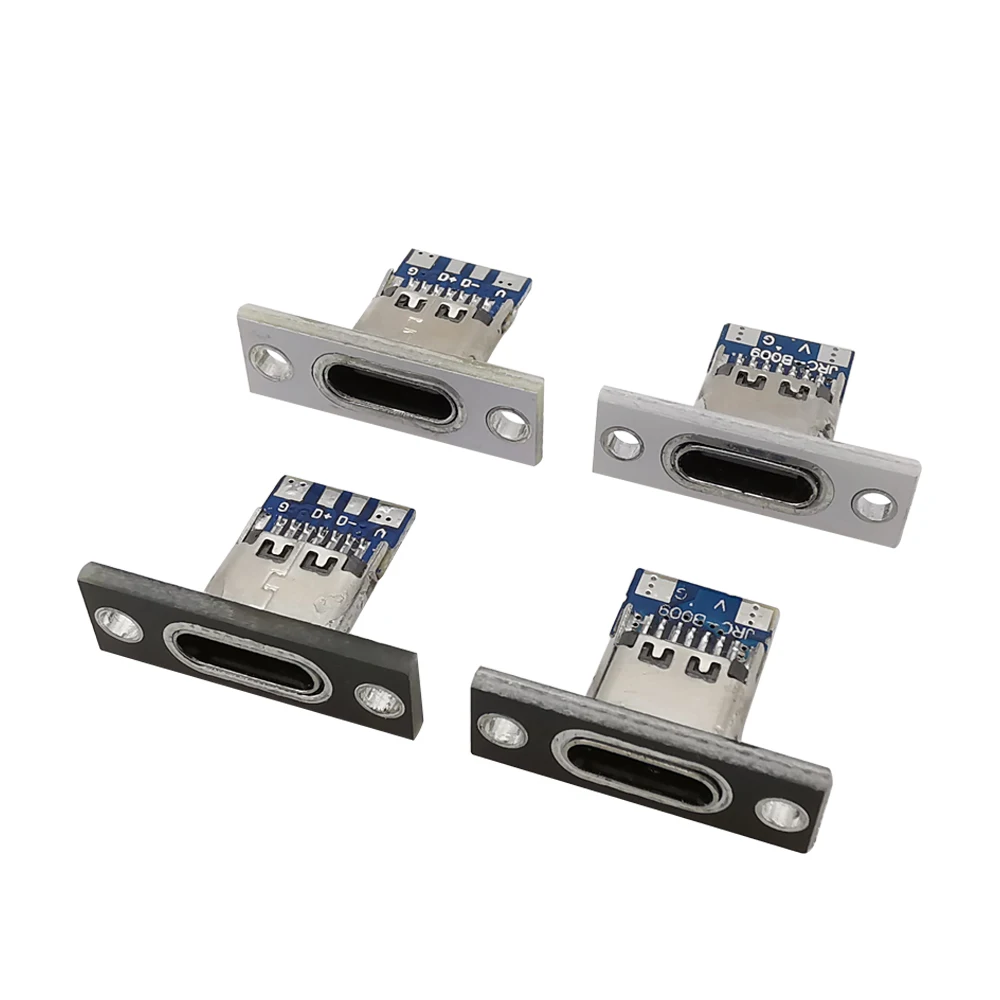 5/10Pcs Type-C USB 3.1 Female Jack Connector 2Pin 4Pin Charging Port USB C Socket With Screw Fixing Plate