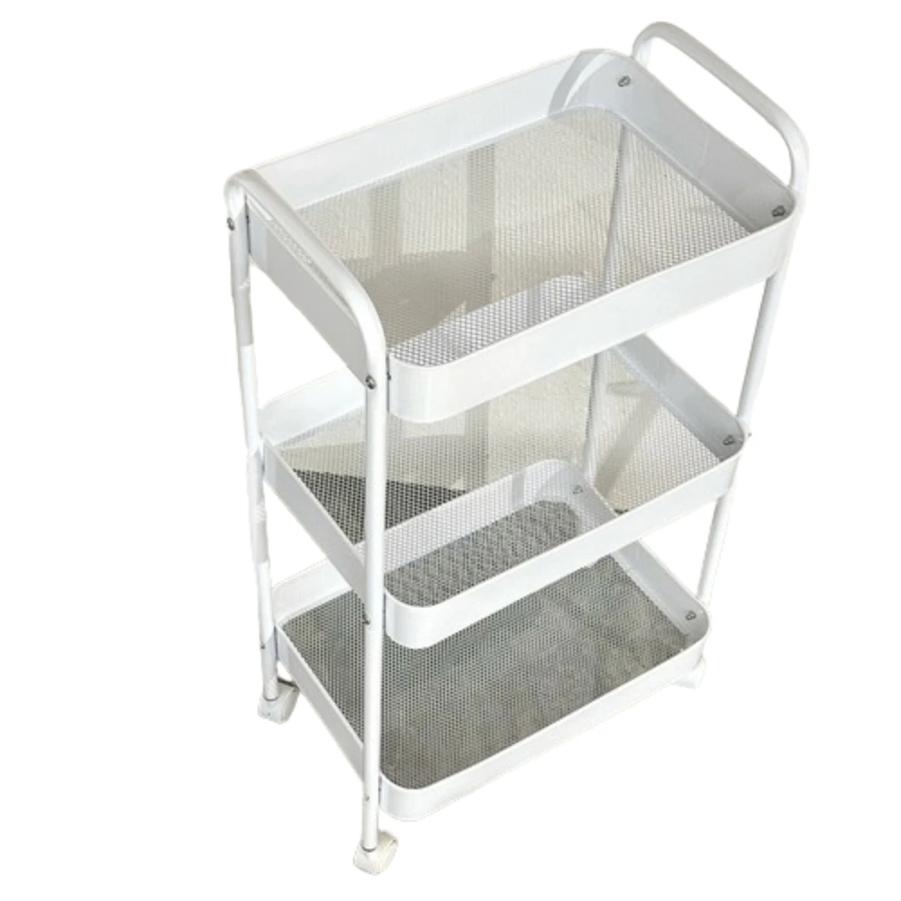 

Трехуровневая многофункциональная тележка для хранения закусок на колесиках с двойными подлокотниками, передвижная кухонная тележка для офиса