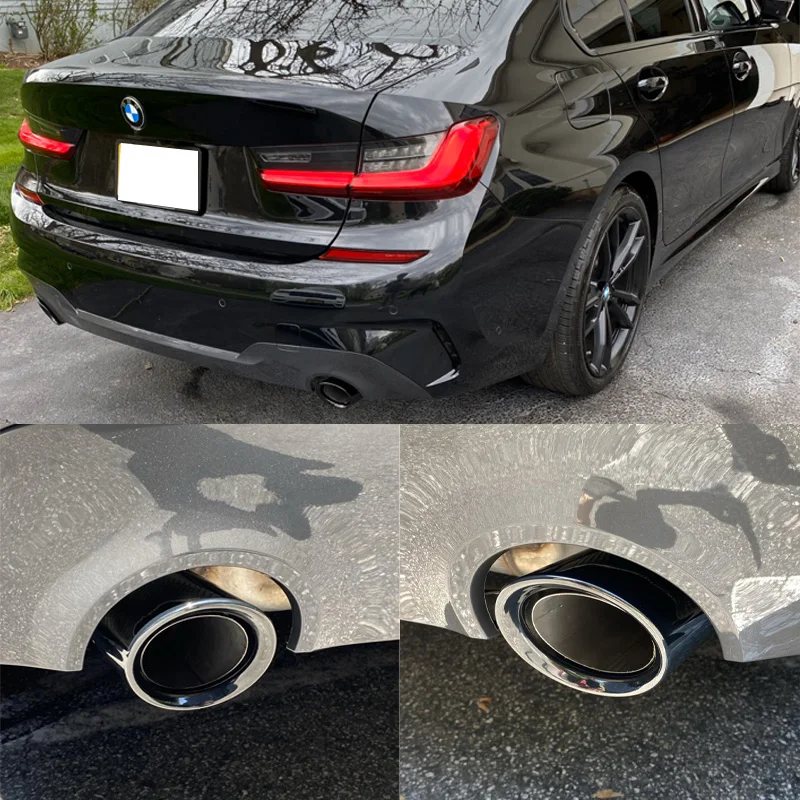 For BMW 3 Series G20 G21 2019-2022 320i 320d 330i 330e OEM Style Exhaust Tip Cover Tailpipe Trim Round Outlet