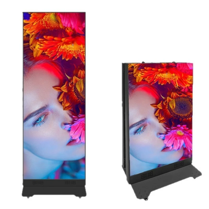 LED folding poster screen, vertical advertising display screen, supermarket store promotion screen, floor-to-ceiling mobile