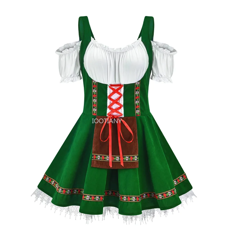 2024 Sexy German Oktoberfest Beer Girl Bavarian Traditional Party Ladies Wench Beer Maid Dirndl Dress Cospaly Festive Costume