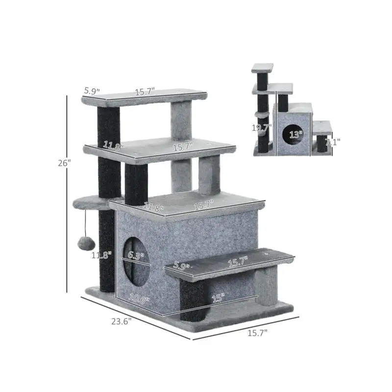 شجرة قطط قوية بتصميم متعدد المستويات وأعمدة خدش للقطط الداخلية #4