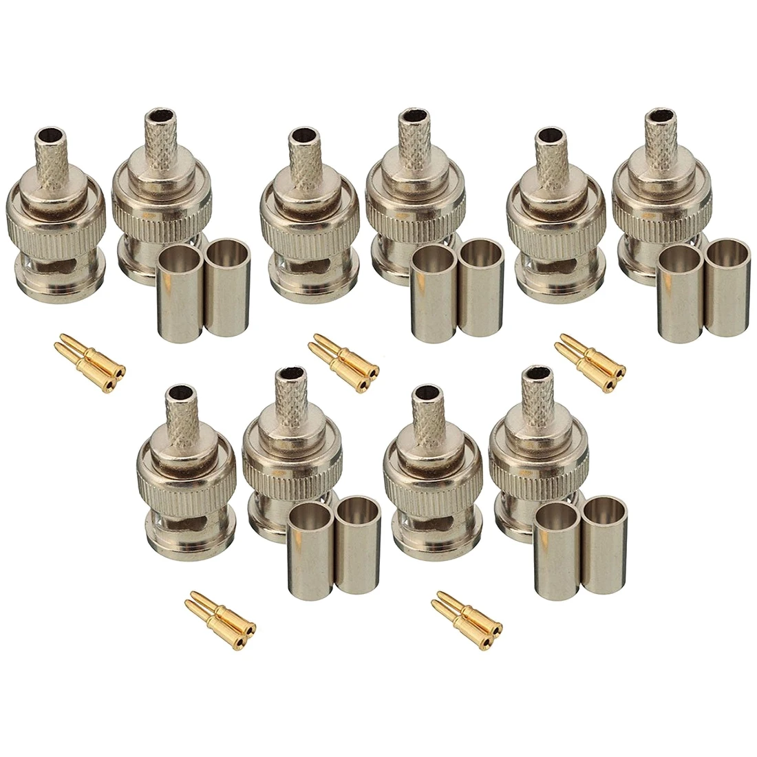 

10 Sets 3-Piece BNC Male RG58 Plug Crimp Connectors