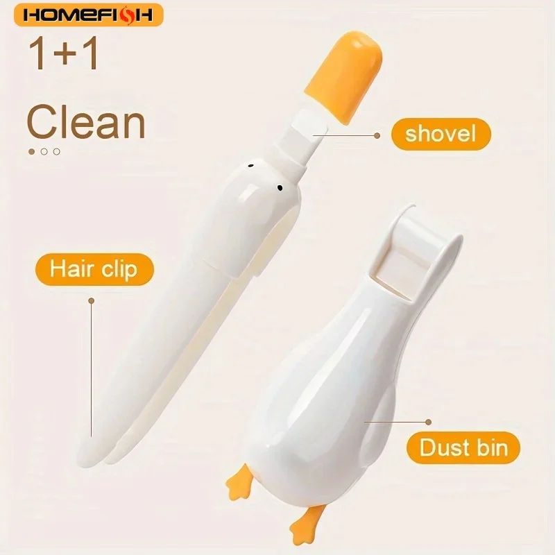 2-in-1 Cute Duck Shaped Double-head Design Cleaning Clip Dust Stain Removal Shovel - Bathroom Cleaner Tool With Drainage Hole image 2
