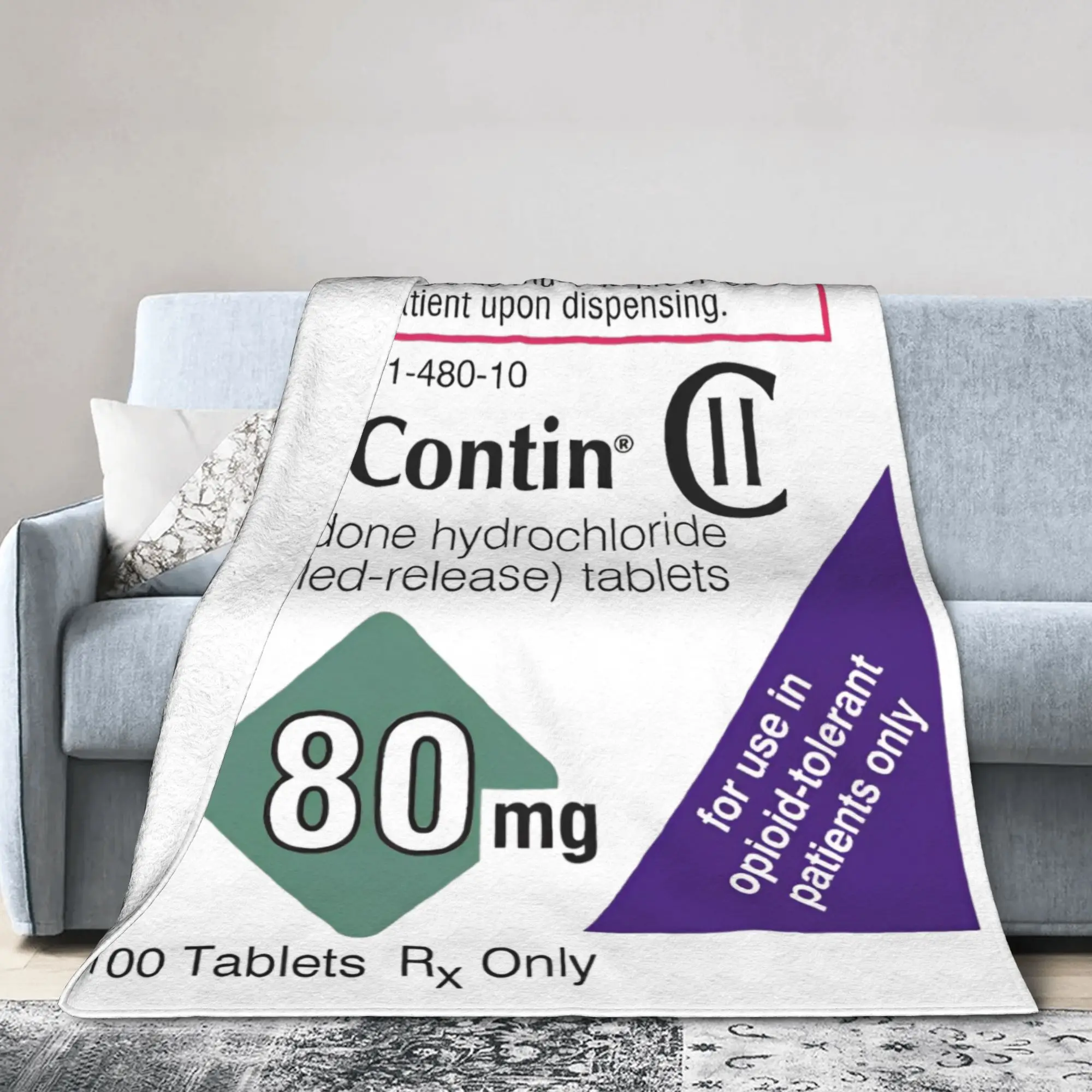 Oxycontin 80mg Label Knitted Blanket  Flannel Throw Blankets Bed Sofa Portable Lightweight Bedspread Multi-function