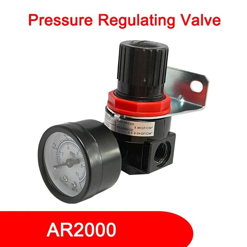 

AR2000 1/4'' Air Pressure Regulator Control Compressor Pump Gas Regulating Treatment Units with Gauge Adjustable Aluminum Alloy