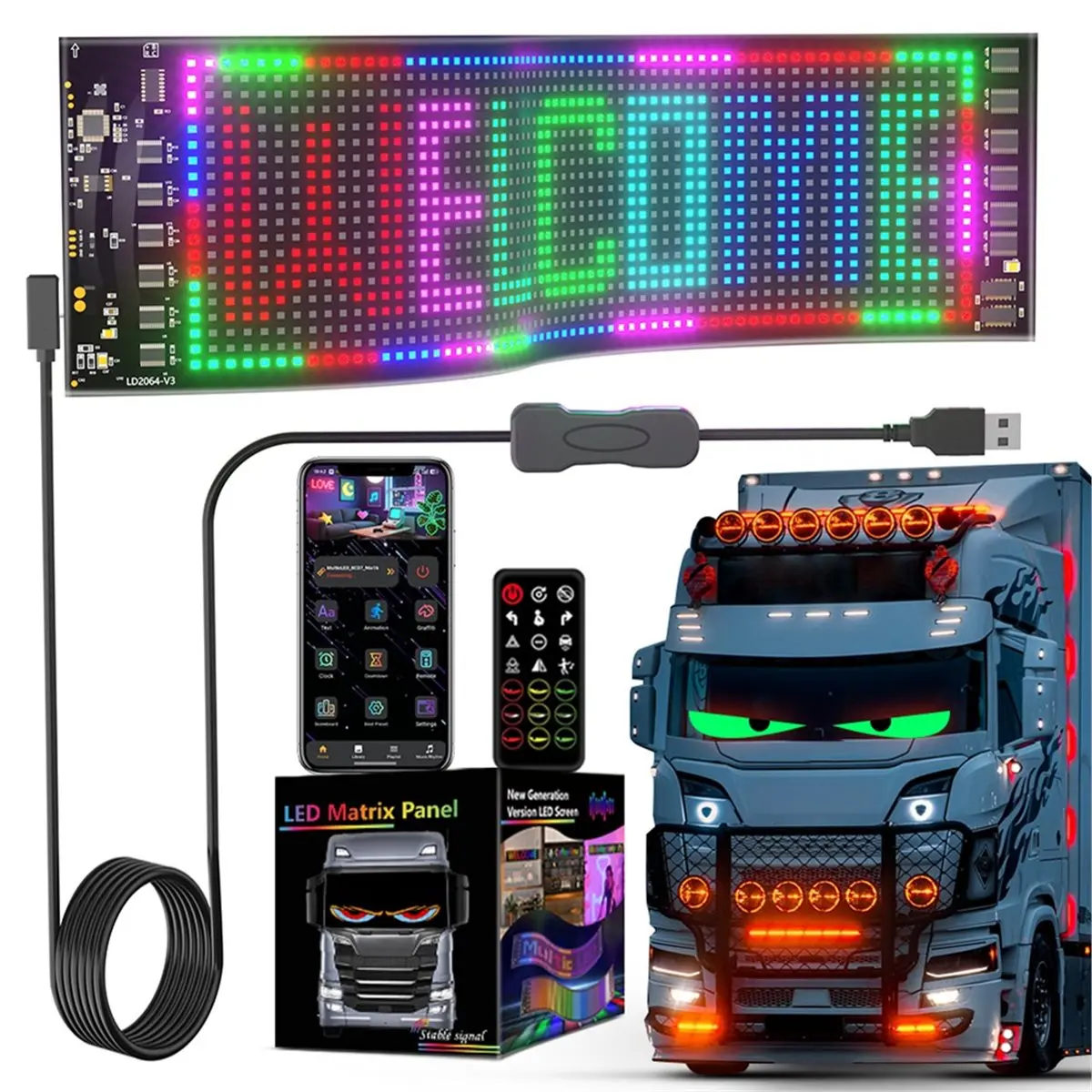 Digital Essentials Scrolling Advertising LED Signs, 13.7 X 3.93 Inch Bluetooth APP Control Programmable LED Sign for Car Home