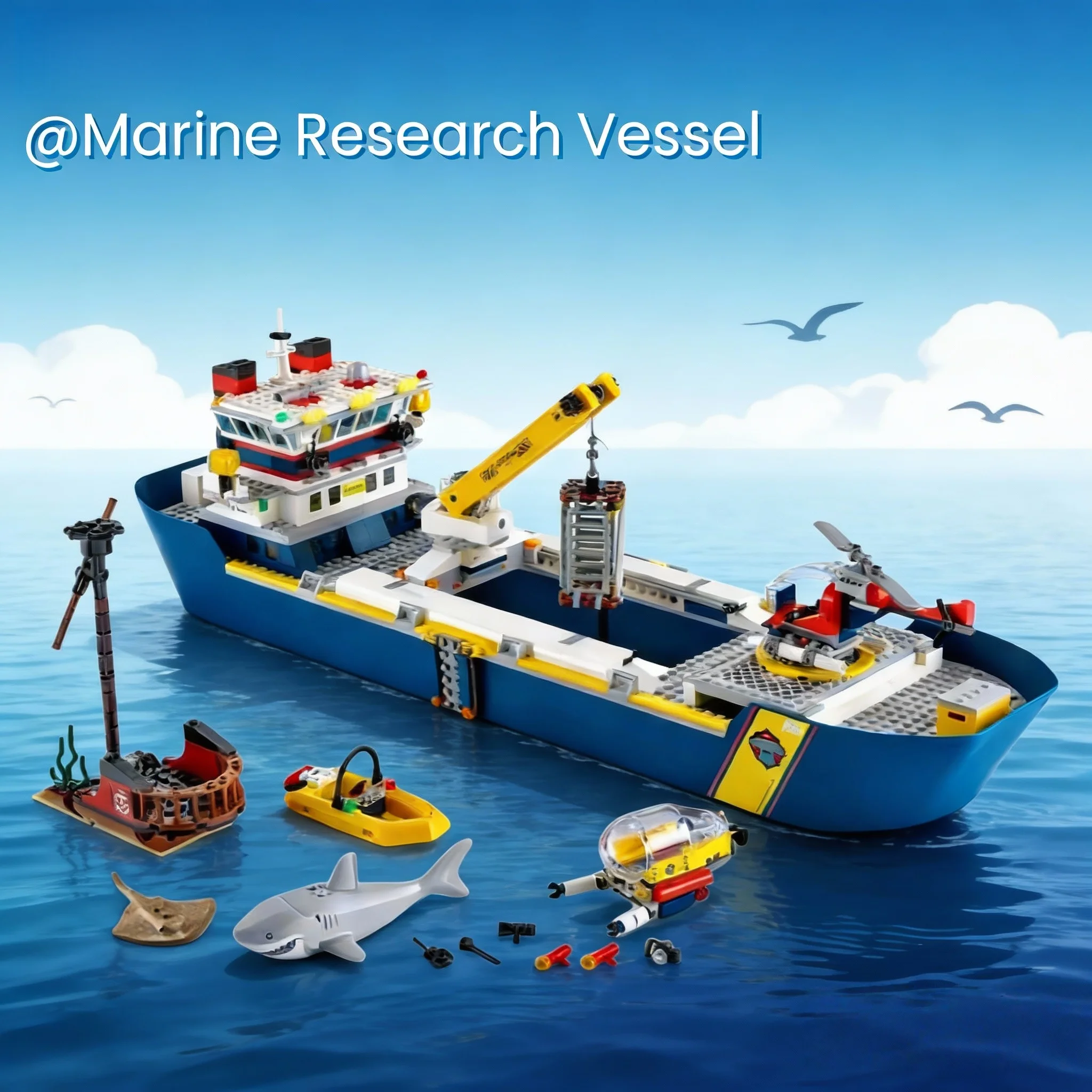 

НОВЫЕ развивающие игрушки: Конструктор MOC 60266 «Исследовательский корабль» серии «Городской океан», 745 деталей, с рабочим краном. Подарки на день рождения для детей.