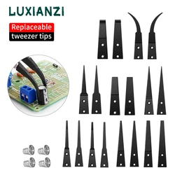 LUXIANZI ESD Anti-Static Tweezers With Replaceable Plastic Tips For Soldering Repair Hand Tool Stainless Steel Tweezers