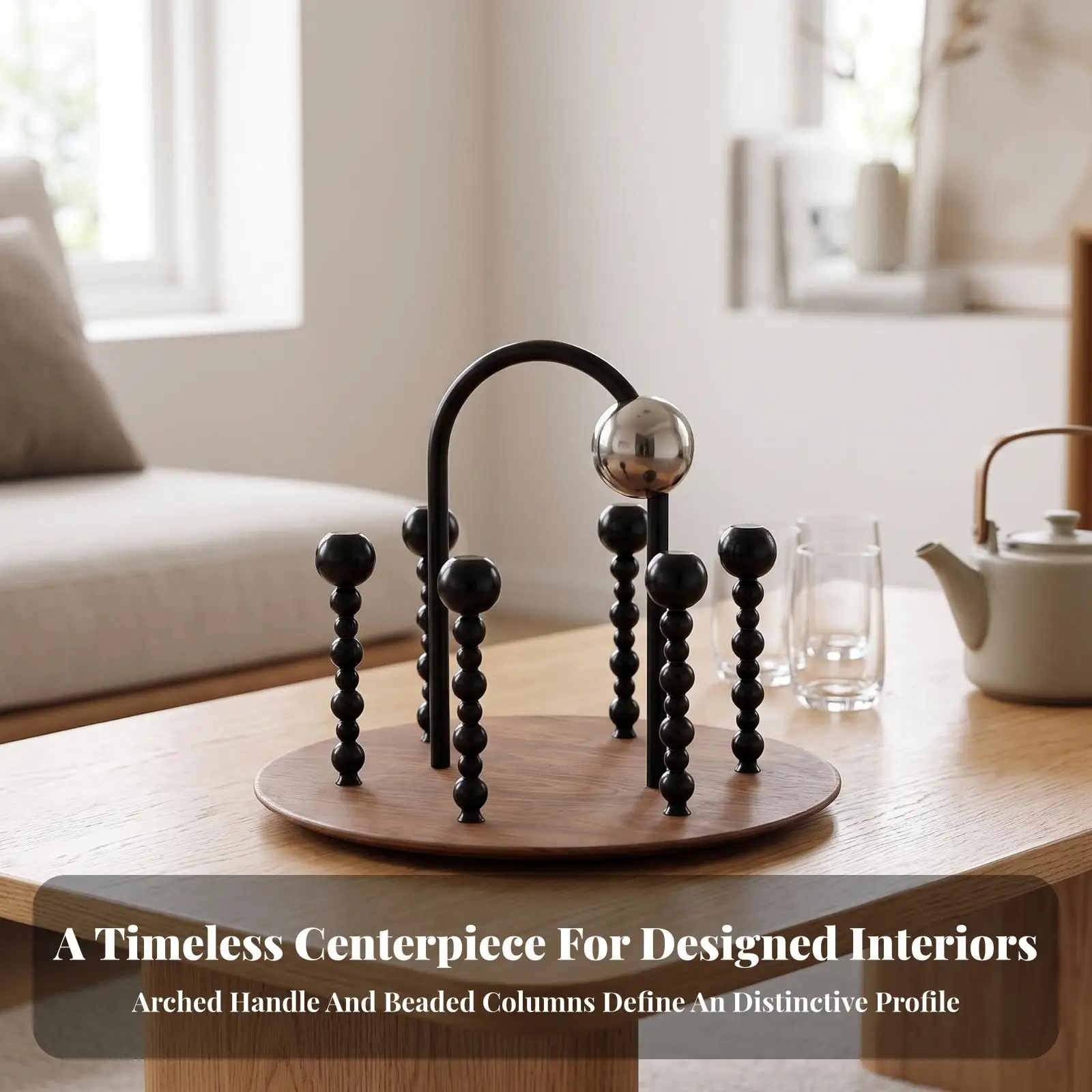 Countertop Beverage Rack with Wood Grain Base for Cup Organizer and Glasses Holder Display