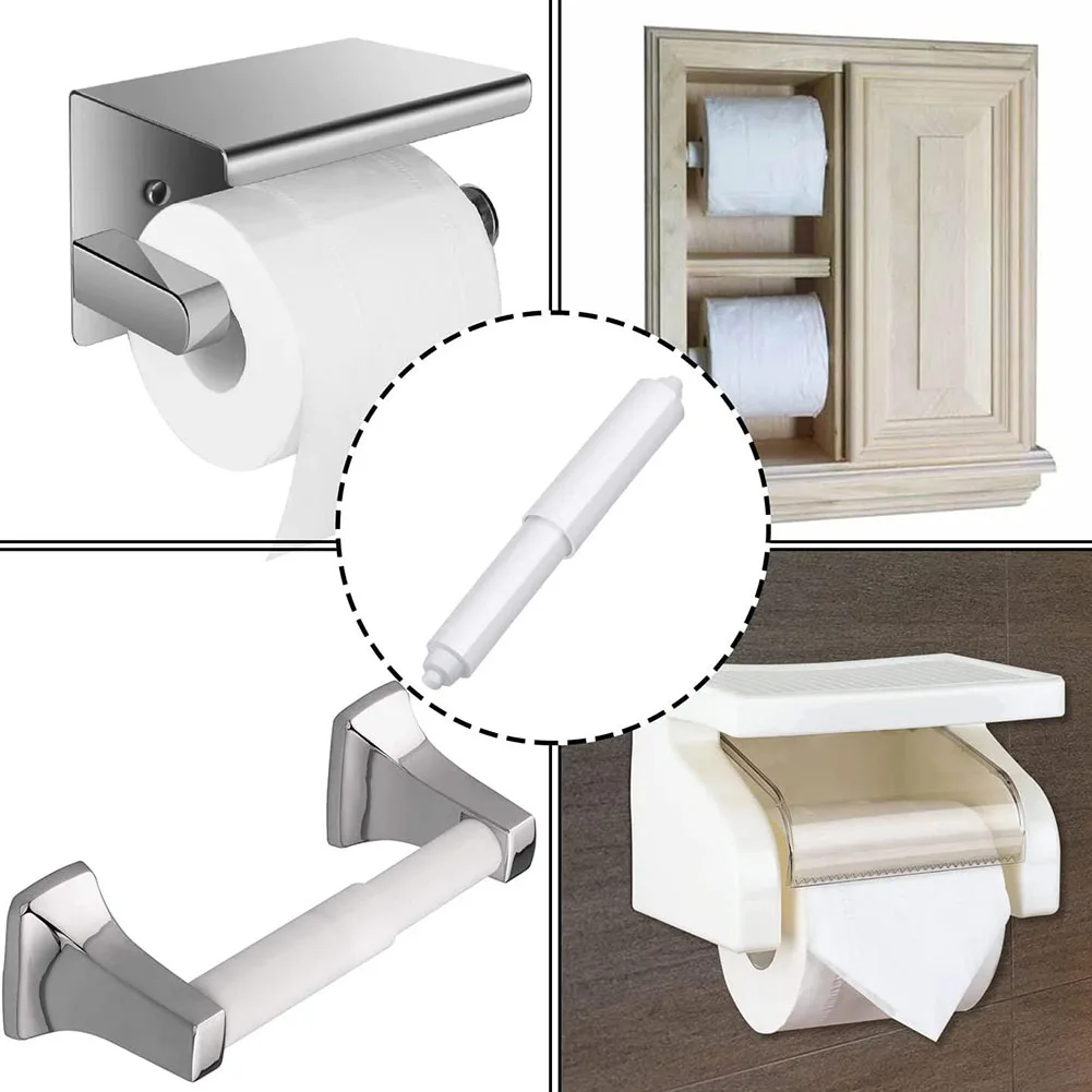 1/3 Stuks Wit Plastic Toiletrolhouder Vervanging Toiletrolhouder Roller Insert Spindel Veer Flexibele Toiletpapierhouder