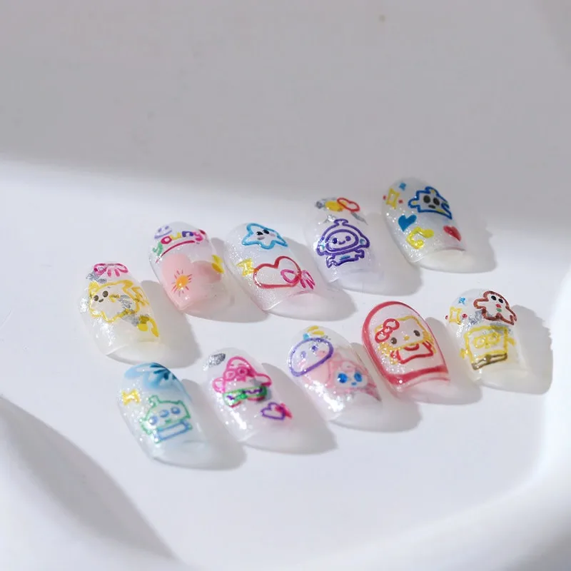 Linha de gelatina fofa de desenhos animados, personagens de anime, bob esponja, calças quadradas, adesivos decorativos para unhas, capas de telefone, copo de água, atacado