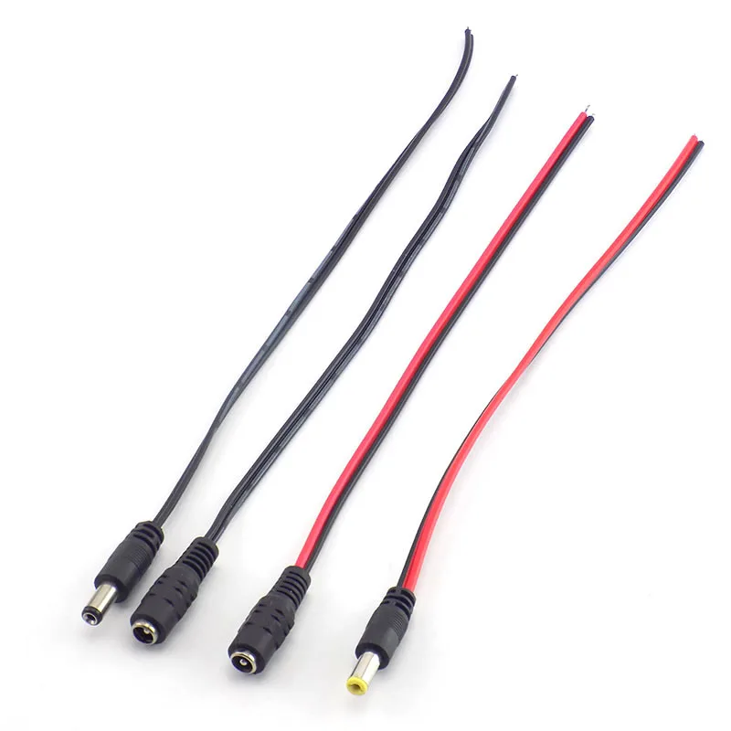 Kabel daya DC Pria Wanita colokan 12V kabel DC konektor steker adaptor kawat untuk kamera CCTV lampu Strip LED 5.5*2.1mm