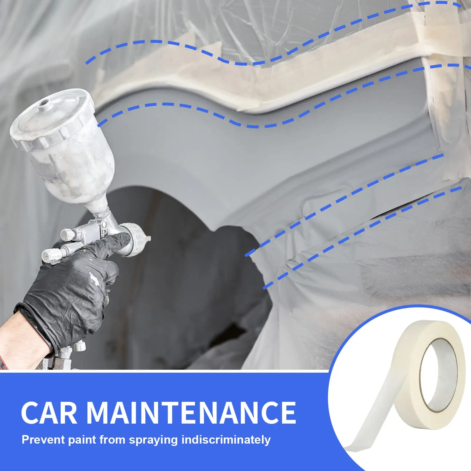 Taśma maskująca 1 rolka Taśma maskująca uniwersalna, hurtowa do malowania, etykietowania, sztuki, biura, domu, rękodzieła