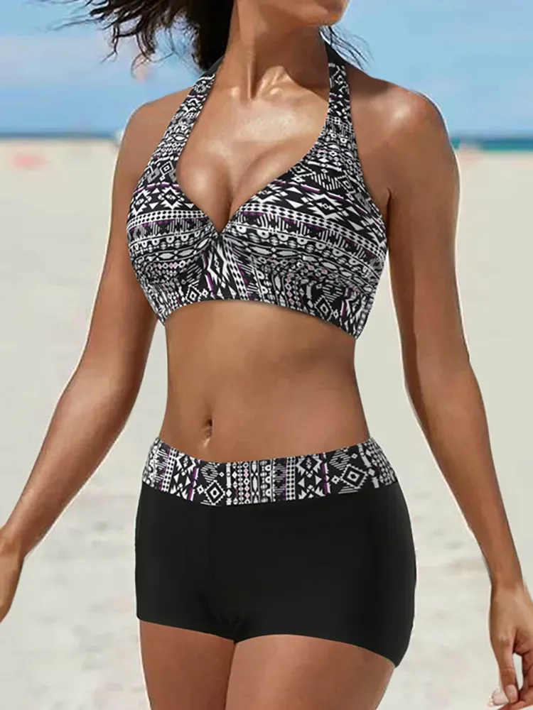 2024 Nowy Seksowny Strój Kąpielowy z Wysokim Stanem Damski Letni Dwuczęściowy Zestaw Bikini Kostium Kąpielowy Damski Strój Plażowy