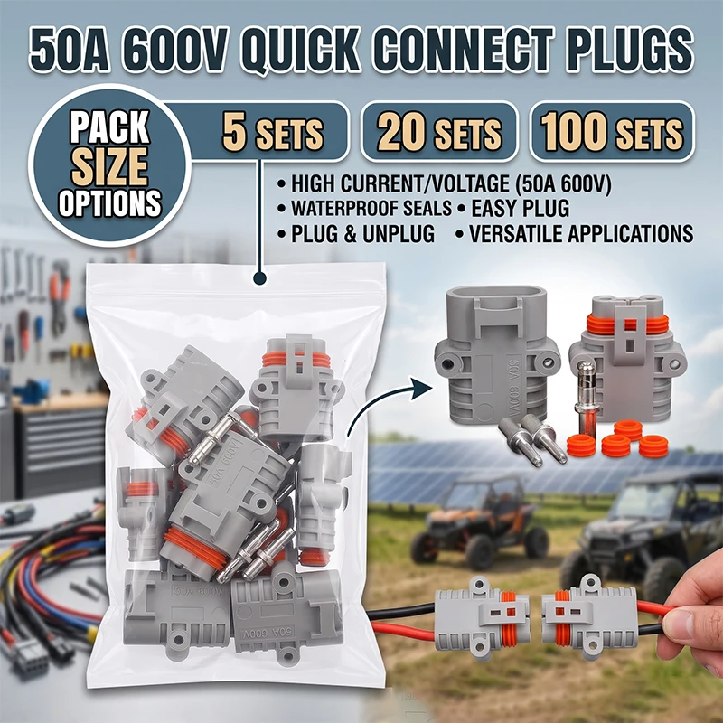 

5/20/100 Sets 50A Parking Air Conditioning Connector Power Waterproof Plug 12V/24V High-power Car Lithium Battery Plug