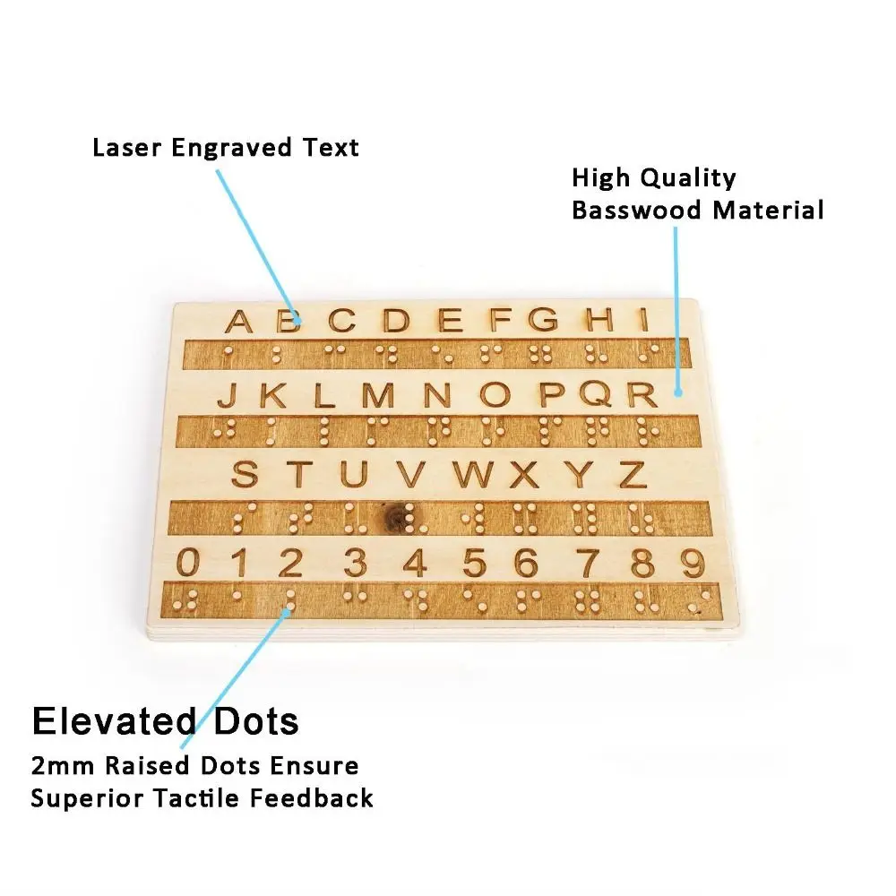 Wooden Braille Alphabet Board Efficient Professional Braille Learning Board Portable Easy To Use Tactile Letter Number Panel