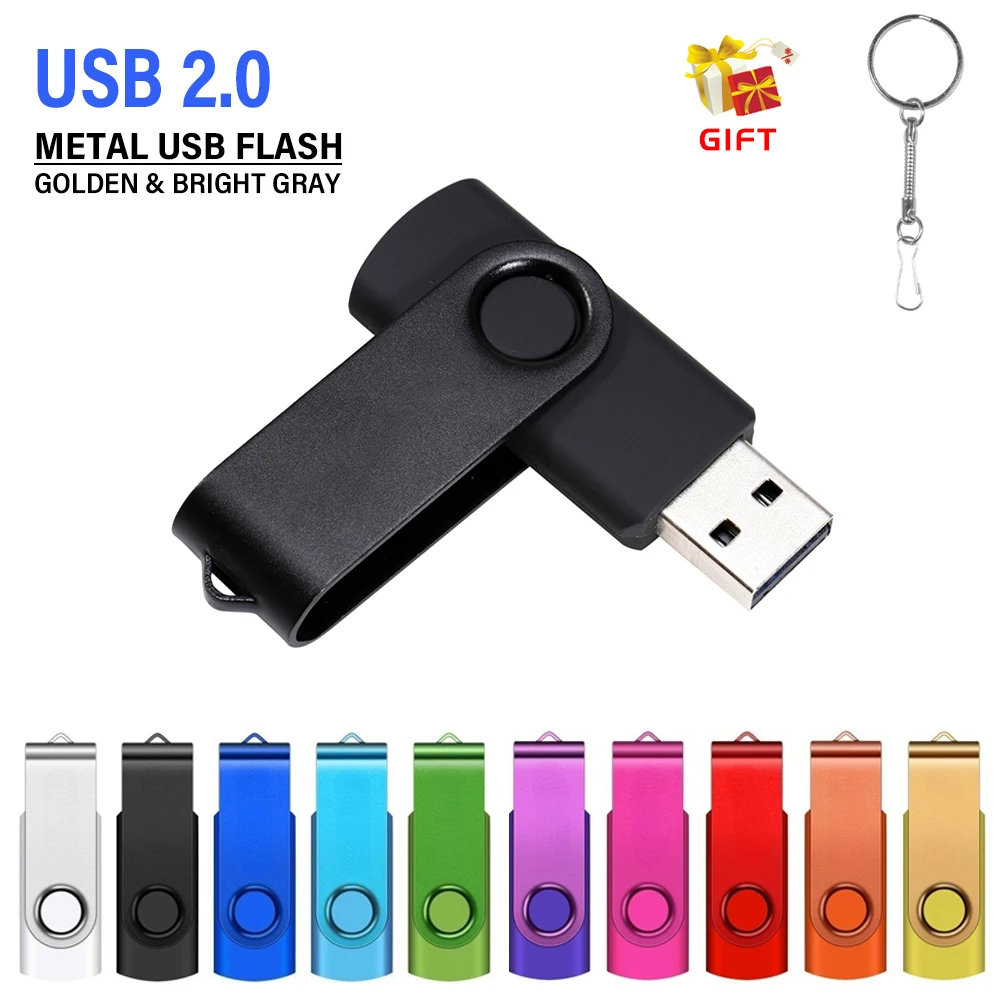 

Pen Drive USB Flash Drive Metal Memory Stick Rotatable USB Stick Key Chain Pendrive Colorful U Disk Business Gift 64GB 32GB 16GB