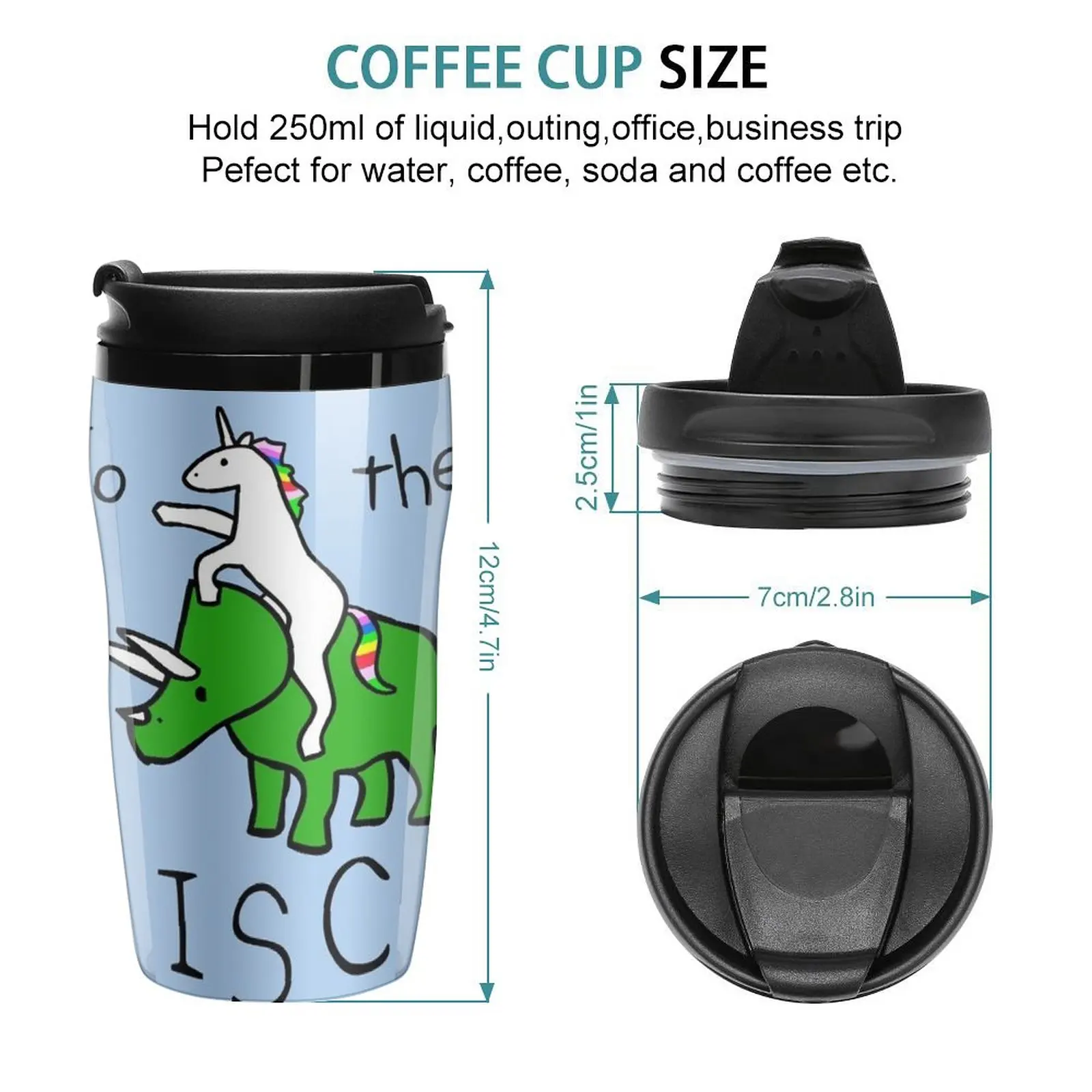 New To The Disco (Unicorn Riding Triceratops) Travel Coffee Mug Cups For Cafe Thermos Coffee Espresso Mug