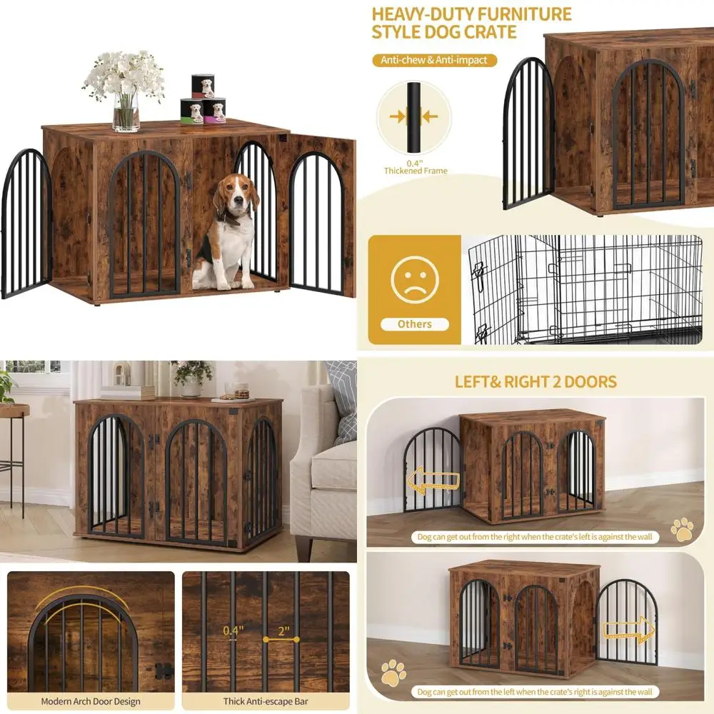 

Sturdy Wooden Dog Crate for Small to Medium Dogs: Indoor Kennel and Decorative Pet House