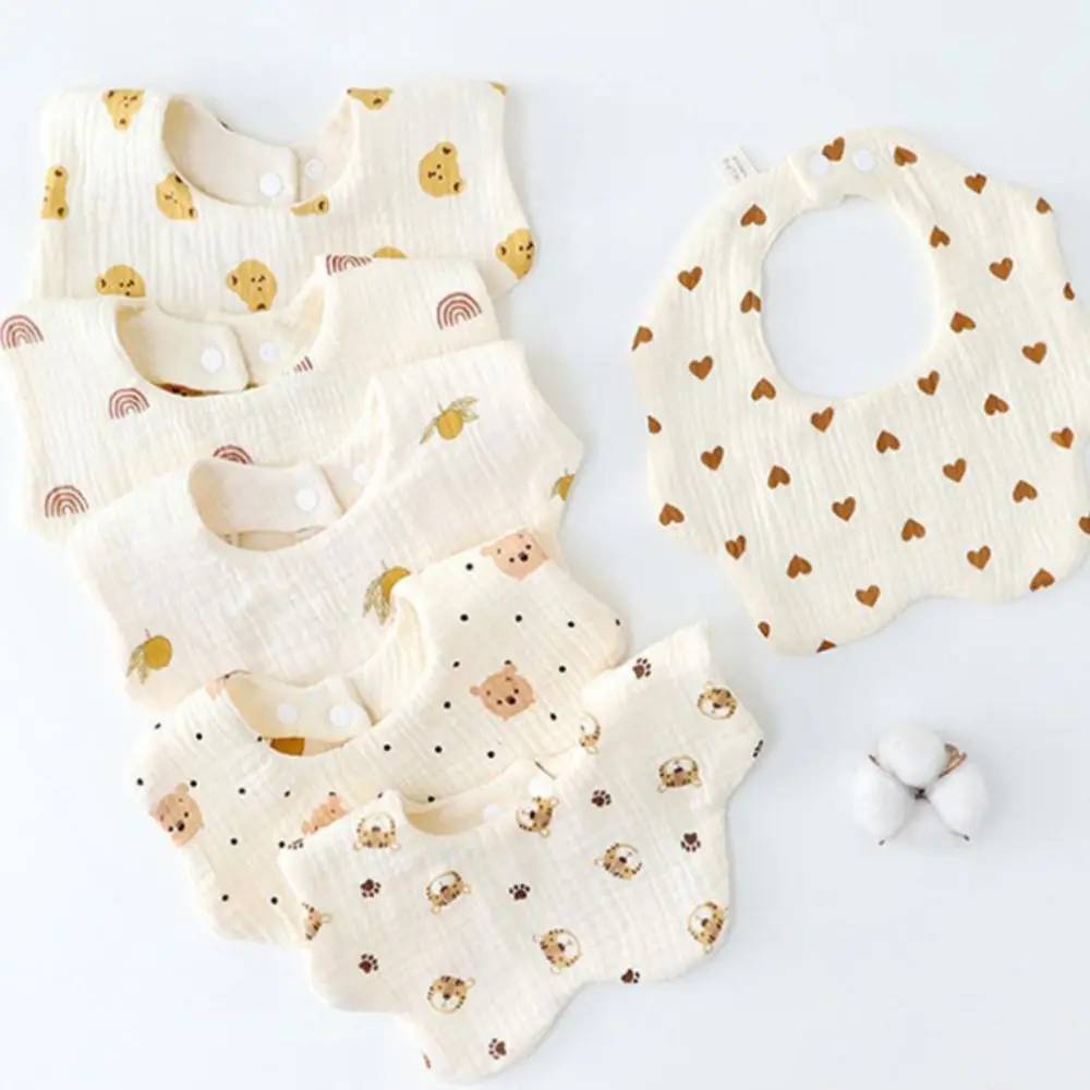 Accesorios para bebés, babero de algodón de 6 capas para bebé, impermeable, toalla de Saliva para niños de dibujos animados, delantal suave para bebé recién nacido