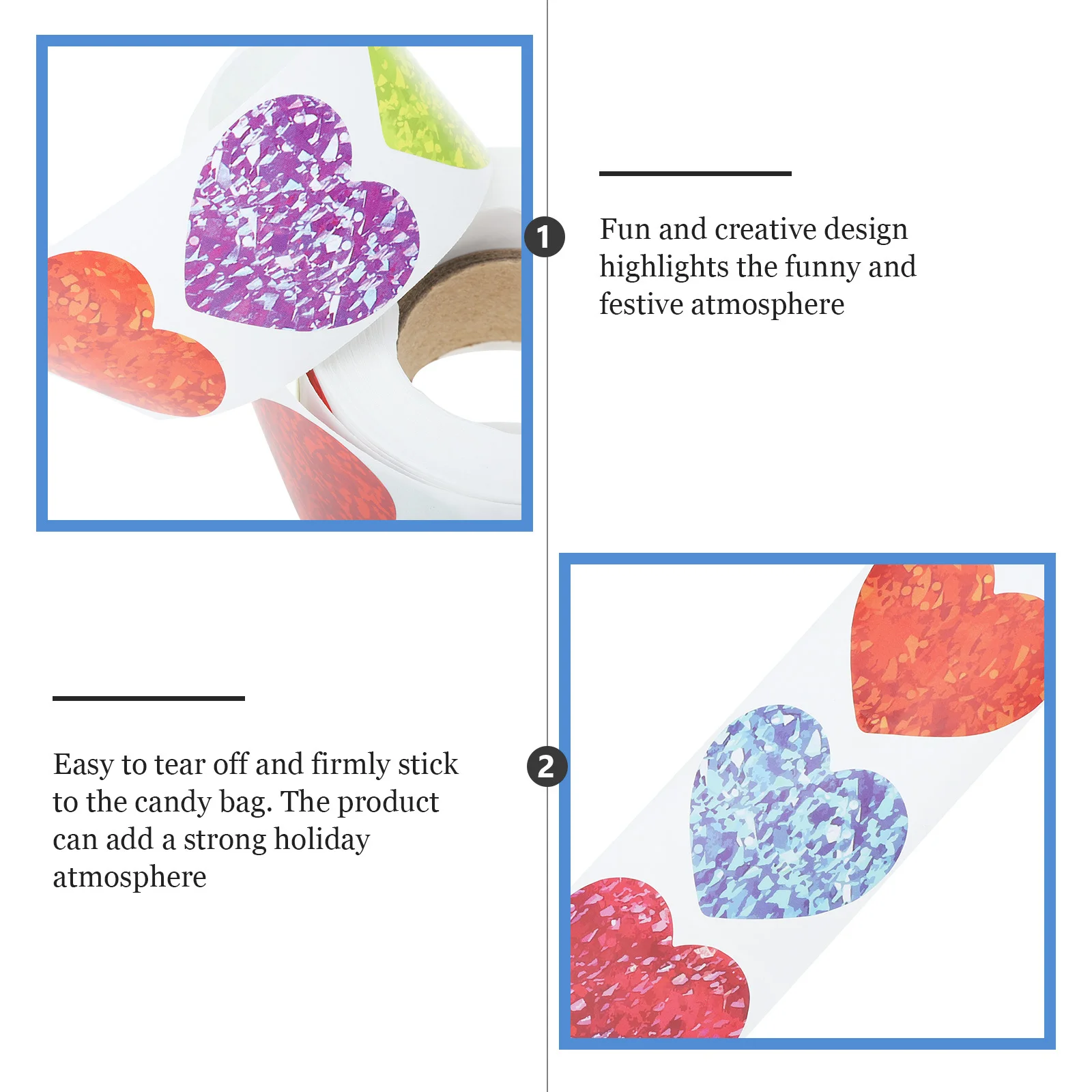 

1 Roll Heart Self Adhesive Stickers Elegant Foil Design for Gift Wrapping Party Favors Wedding Valentine Decor