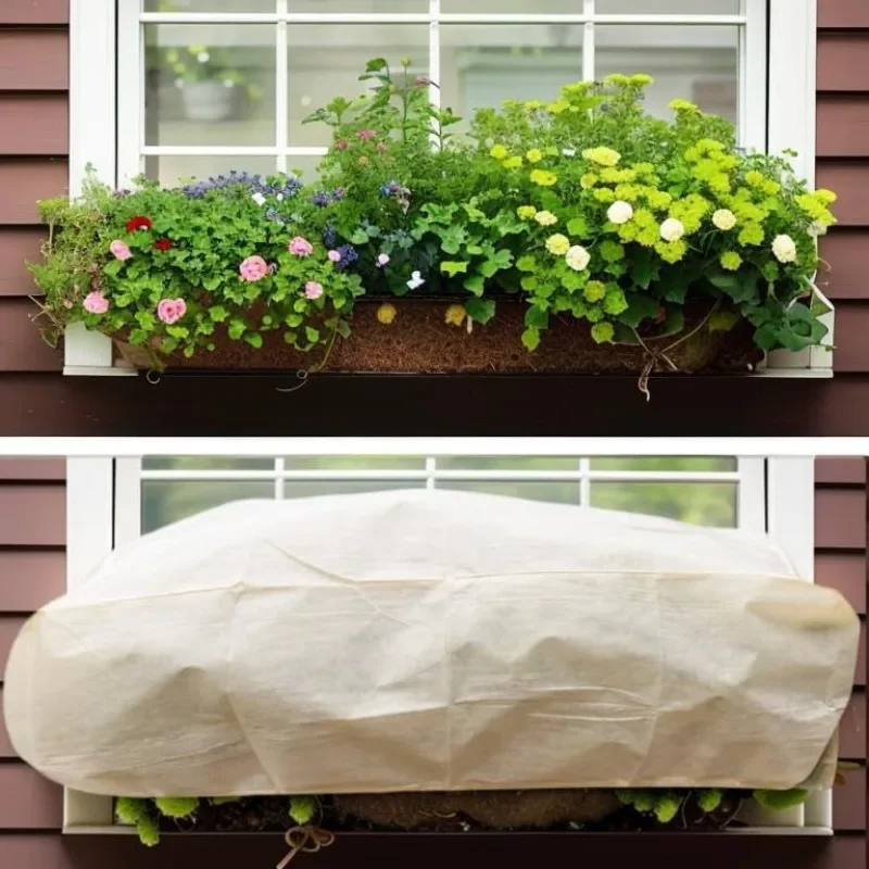 

【2 pcs】Winter Plant Protection Cover - Rectangle Non-Woven Fabric Frost Shield for Outdoor Plants