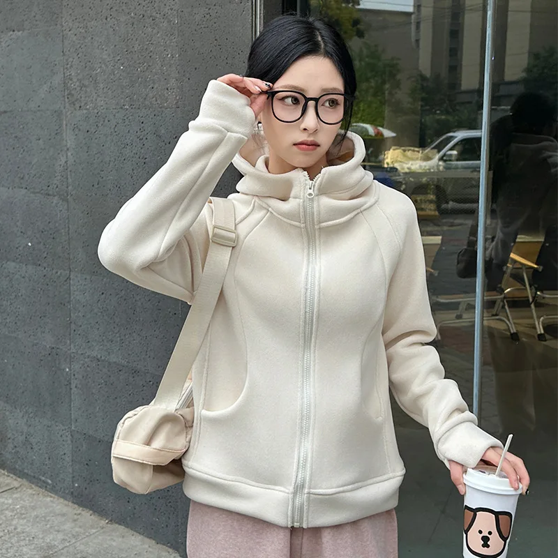 Sudadera con capucha de lana para mujer, gruesa y aislante para otoño e invierno, chaqueta Softshell para exteriores, forro impermeable y transpirable