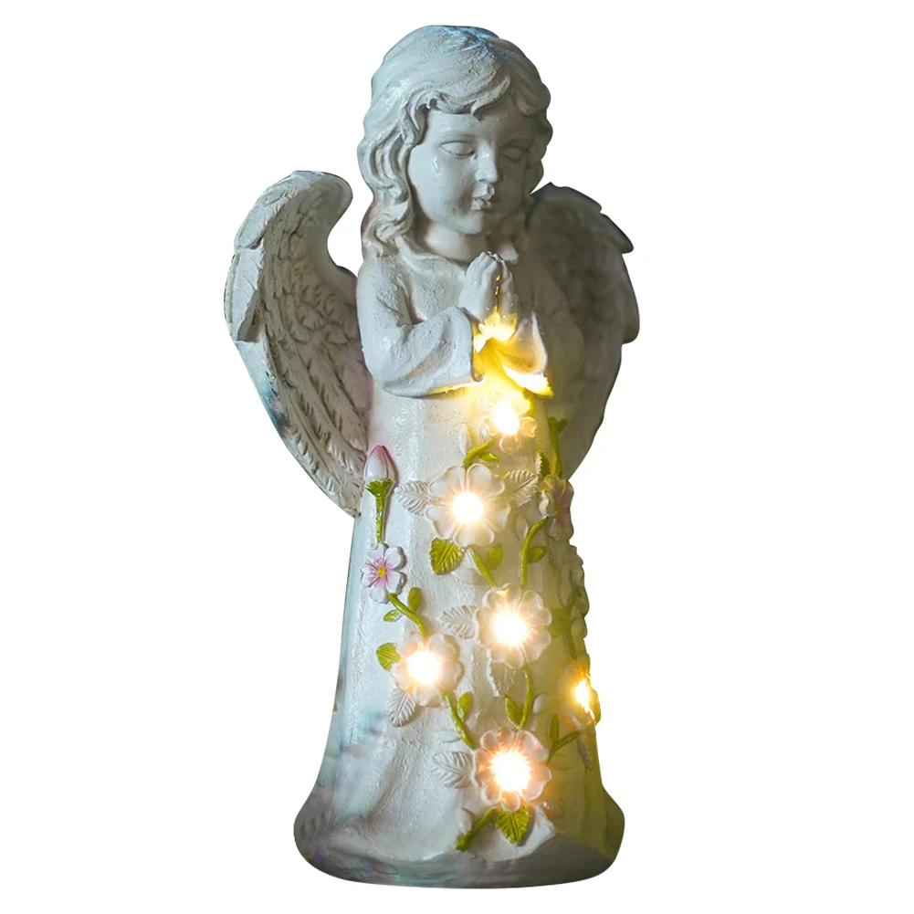 

Solar Praying Angel Art Decor Housewarming Gift Angel Garden Decor Resin Garden Sculpture for Patio Balcony Yard Lawn Ornament