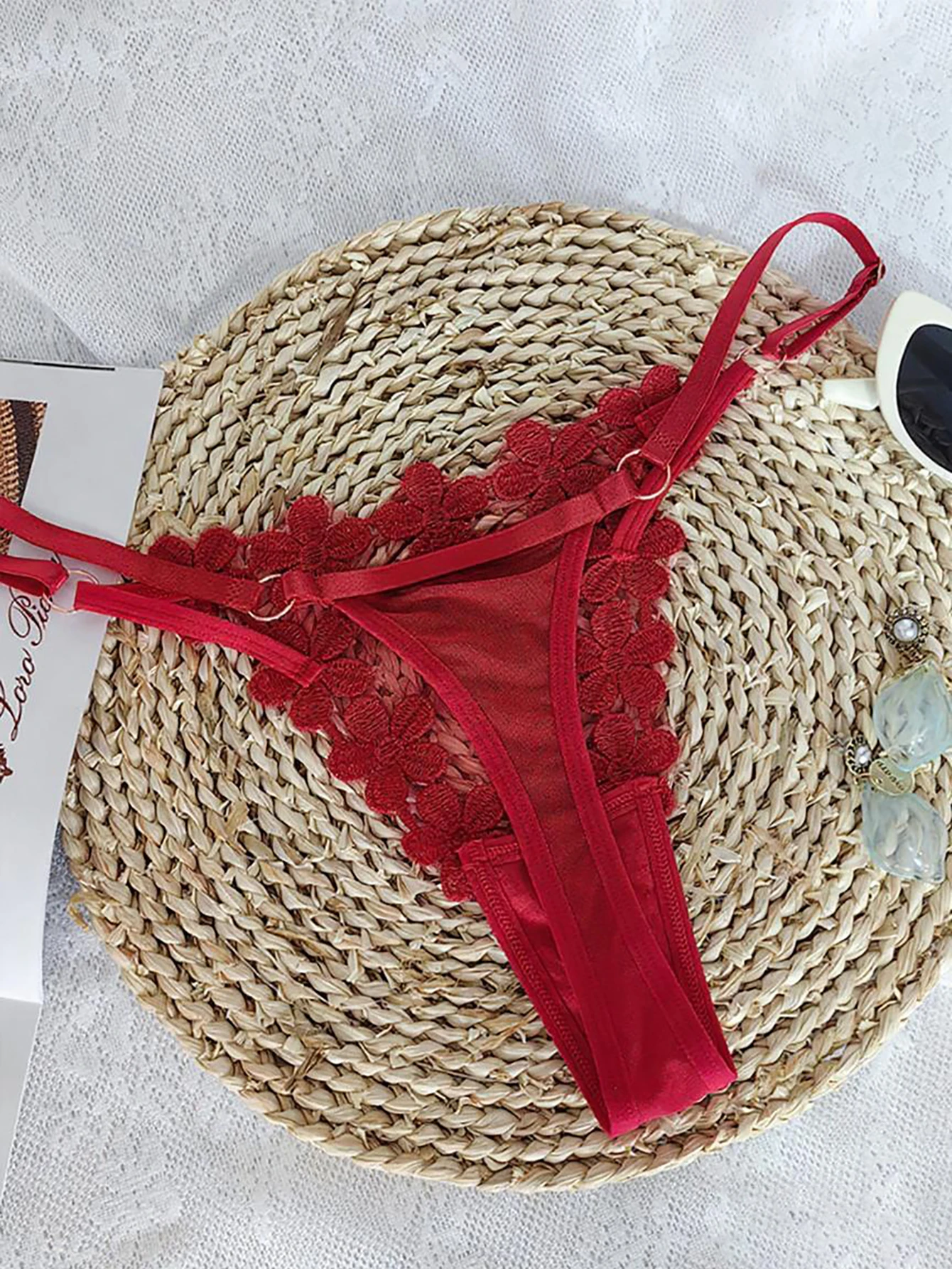 Lace thongsheer thongadjustable thongwomen's pantiesblack thongsexy panties ladies gift