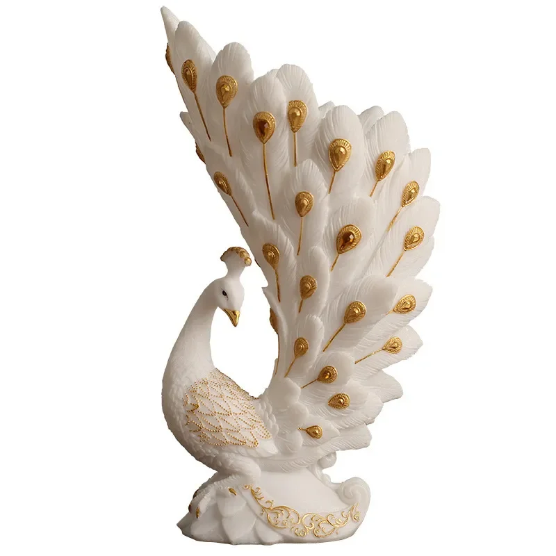 Modern Chinese Style Peacock Vase Luxury Ceramic Flower Arrangement Decor for Living Room Dining Cabinet Home Ornament