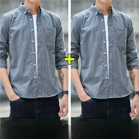 

Мужская летняя износостойкая полосатая длинная верхняя одежда све irt, молодежная модная облегающая повседневная одежда без железа