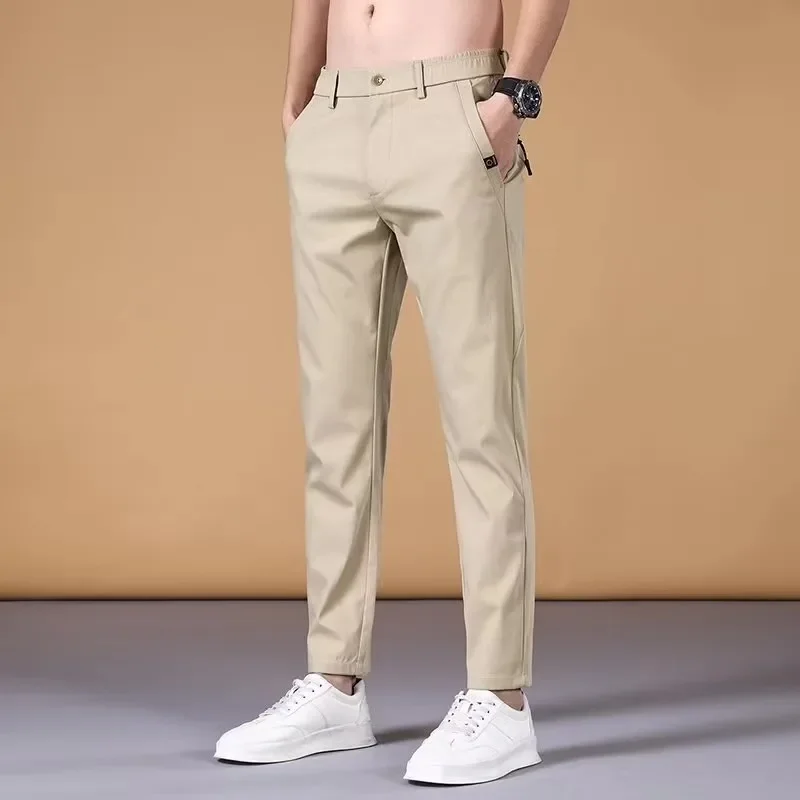 Pantalon d\'été fin et décontracté pour homme, coupe pleine longueur, mode coréenne, fjfor Four Seasons