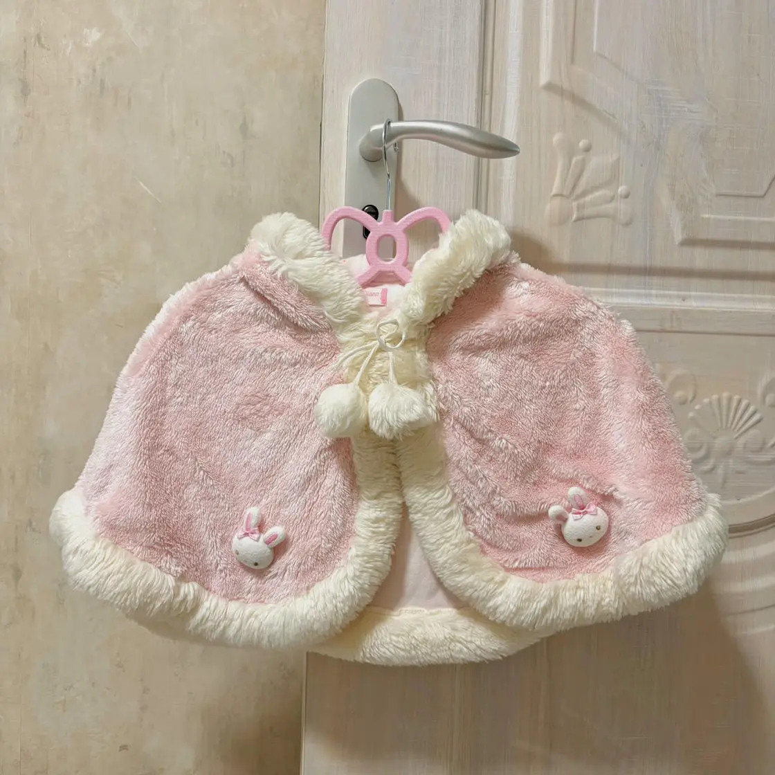 

Японский милый мезо для девочек, милый плащ с кроличьими ушками, осенне-зимнее плюшевое пальто, шаль, универсальная одежда для дочери, аксессуары Y2k