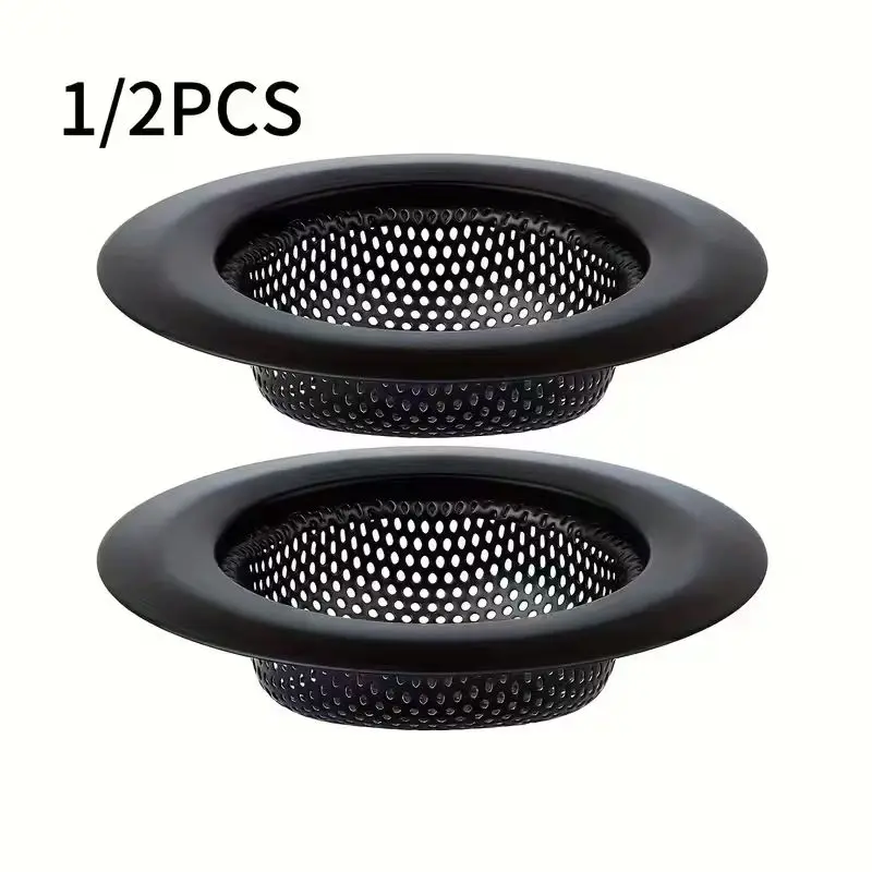 1/2 Piece Black Stainless Steel Sink Drain Filter, Highly Effective in Preventing Clogs, Available in 4 Sizes - Essential Kitchen Cleaning Tool, Anti-Clog Drain Filter Specifically Designed for Sinks, Suitable for Kitchen Sinks, Dishwashing Basins, and Bathroom Drains