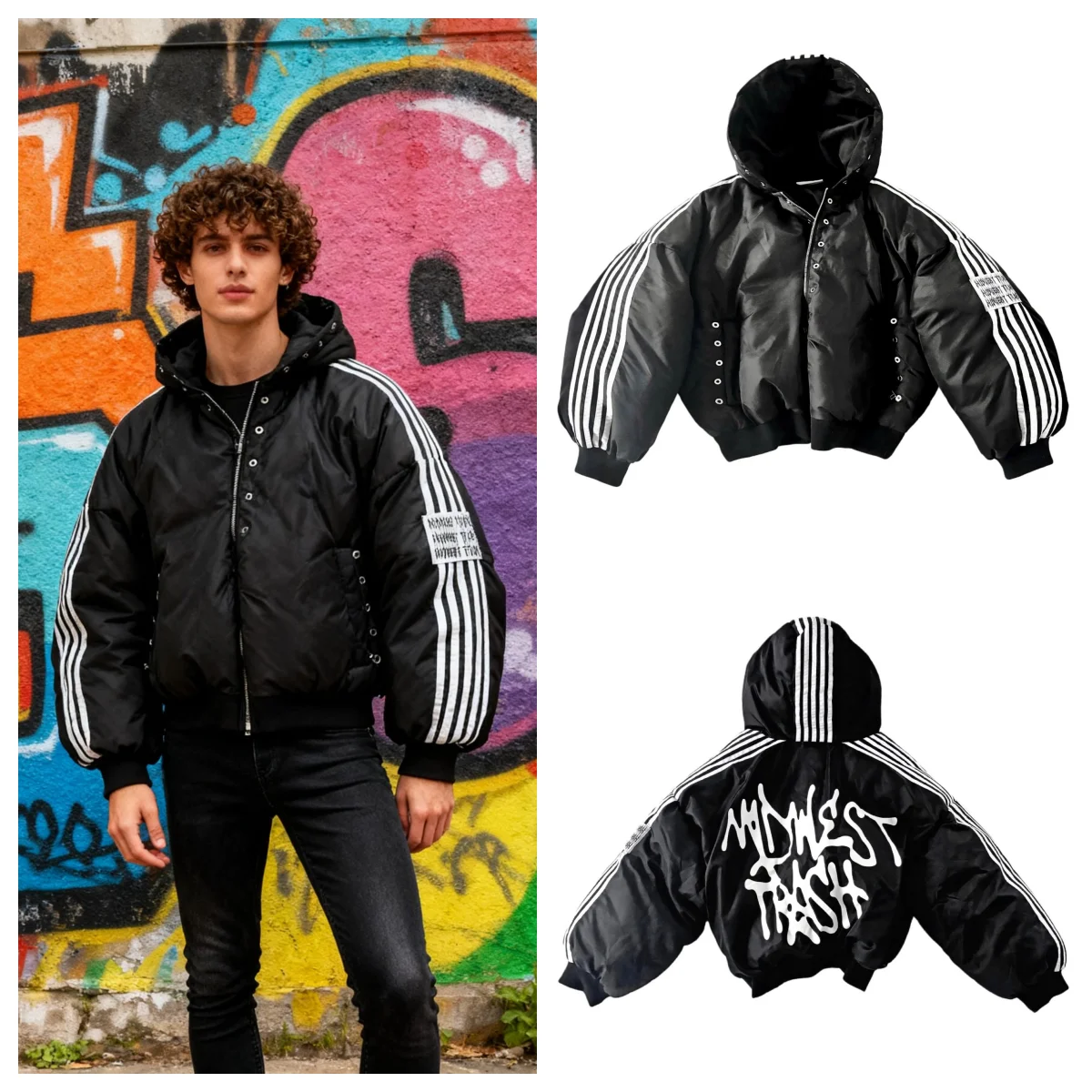 DTLumika العصرية الجديدة معطف دافئ للجنسين الرجال النساء سترة الشارع موضة هوديي Straiped سترة المتضخم لخريف شتاء #1