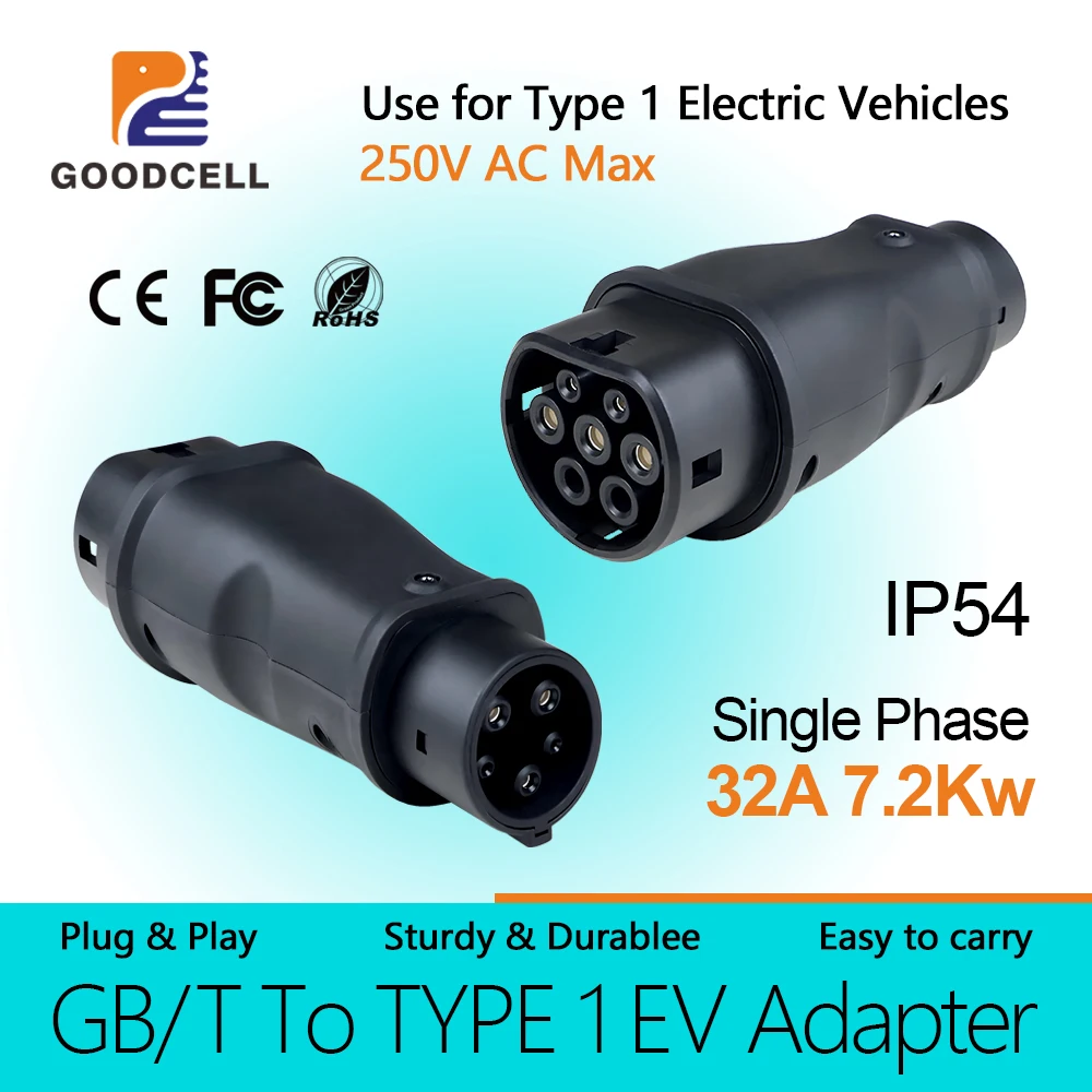 GOODCELL GBT To Type 1 J1772 32A 7.2kw EV Charging Adaptor For All Type1 Eletric Vehicle Conventor Hybrid Cars