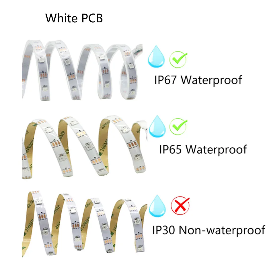 Tira de luces Led direccionables individualmente, 1m, 2m, 4m, 5m, WS2812B, WS2812, RGB, PCB, IP30, 65, 67, 5V