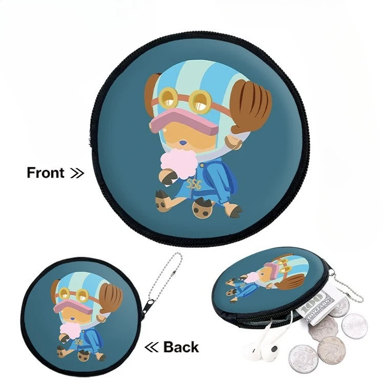 Цельный круглый кошелек для монет с периферийным анимационным принтом, сумка для наушников на молнии для мужчин и женщин, студентов