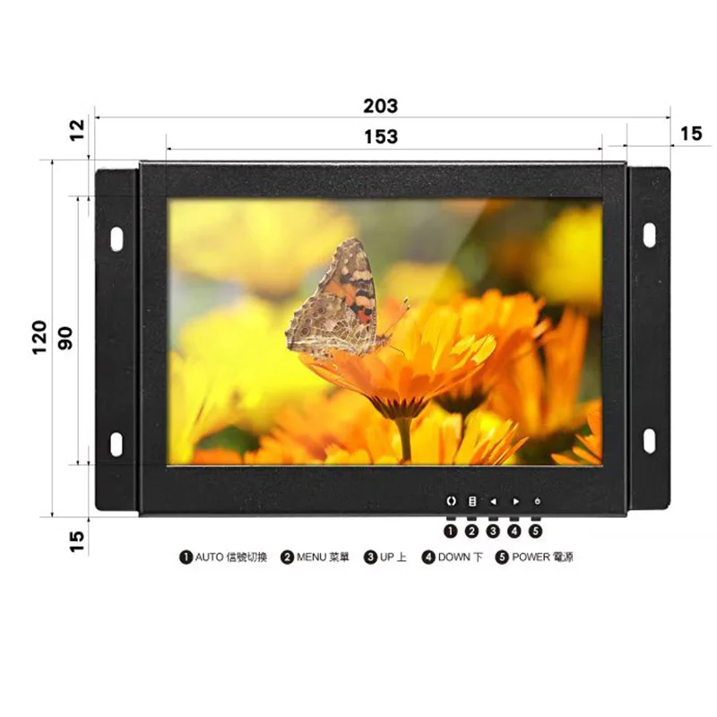 ZGYNK / 7 inch Open Frame Industrial monitor/ metal monitor with VGA /AV/BNC/HDMI monitor