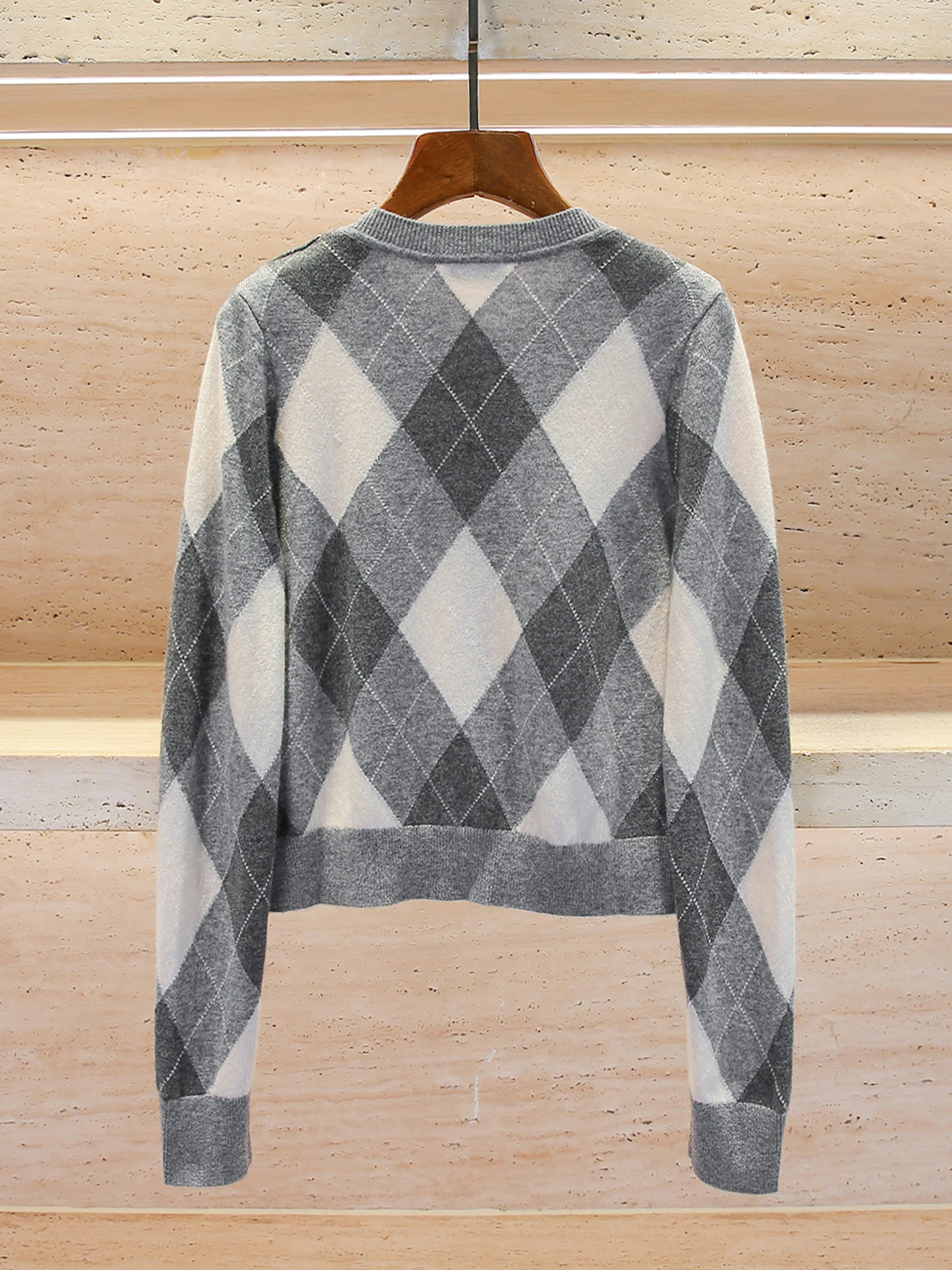 S Home South Oil haut de gamme femmes décontracté polyvalent tricoté pull manteau diamant motif Long Sve rond Ne ort Sle